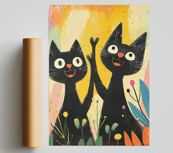 Happy Cat Paws Giclee Print