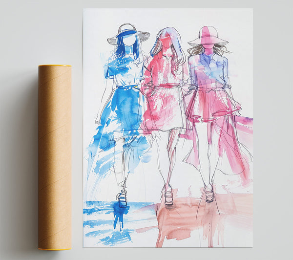 Blue Hues Of Fashion Print