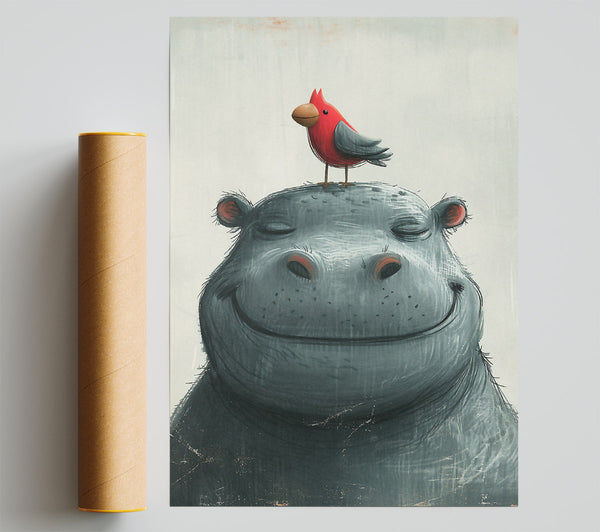 Happy Hippo Giclee Print