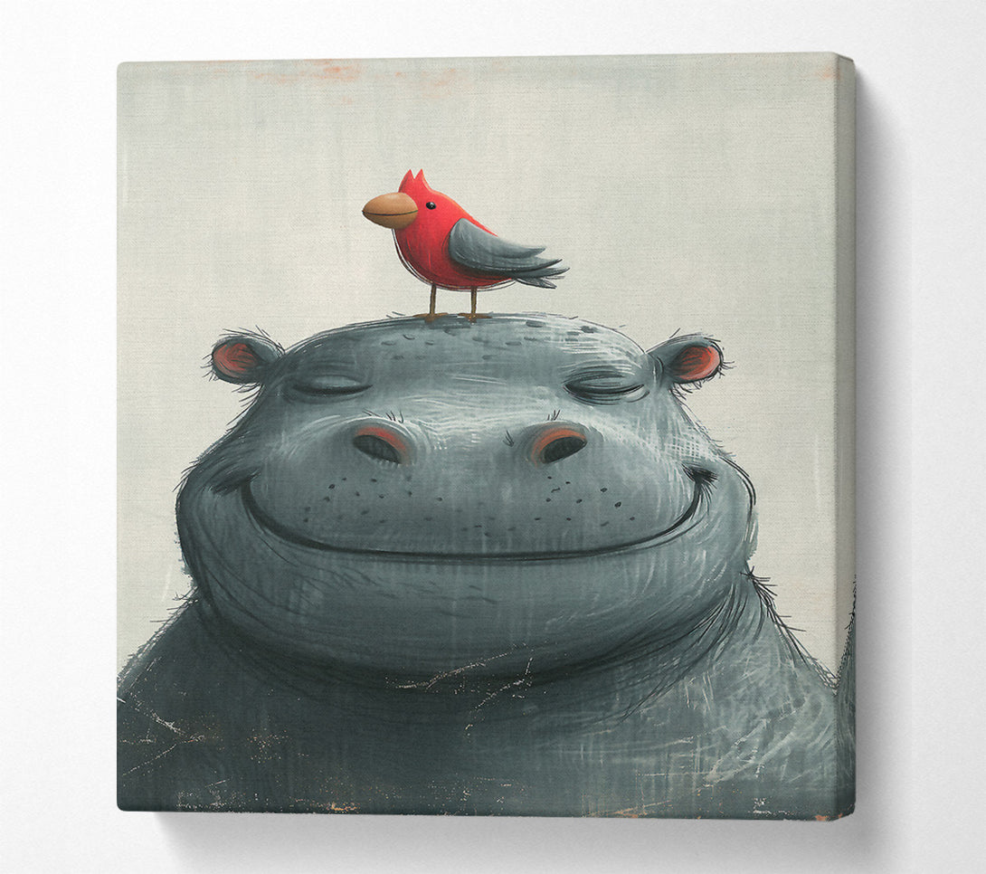  A Canvas Print of Happy Hippo Canvas Art