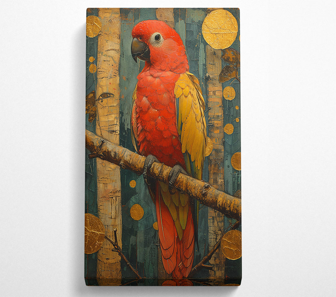  A Canvas Print of Crimson Parrot On Branch Canvas Wall Art