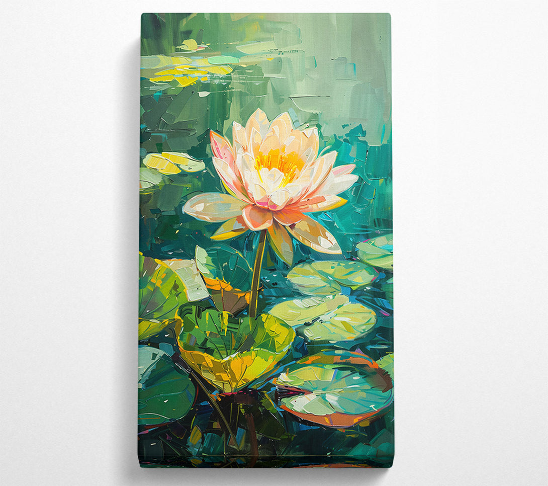  A Canvas Print of Peach Pond Lily Bloom Canvas Wall Art