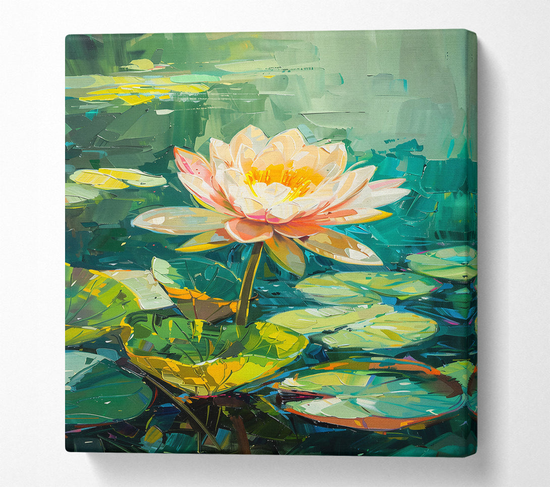  A Canvas Print of Peach Pond Lily Bloom Canvas Wall Art