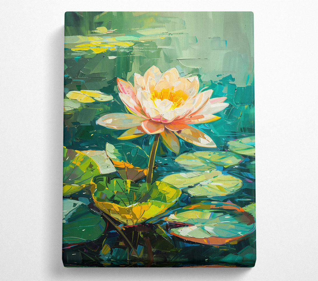  A Canvas Print of Peach Pond Lily Bloom Canvas Wall Art