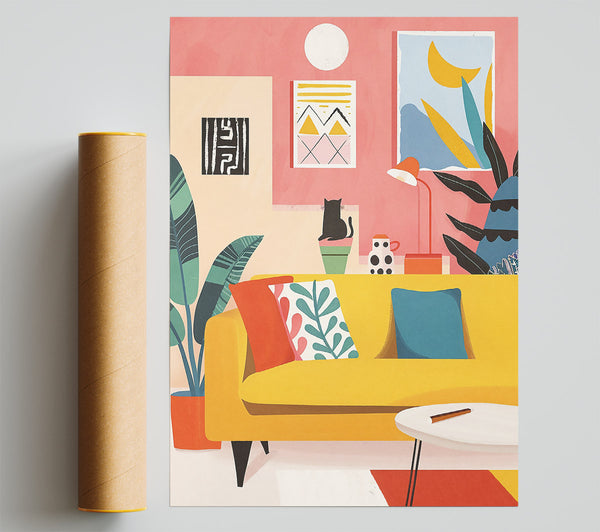 Yellow Couch And Plants Giclee Print