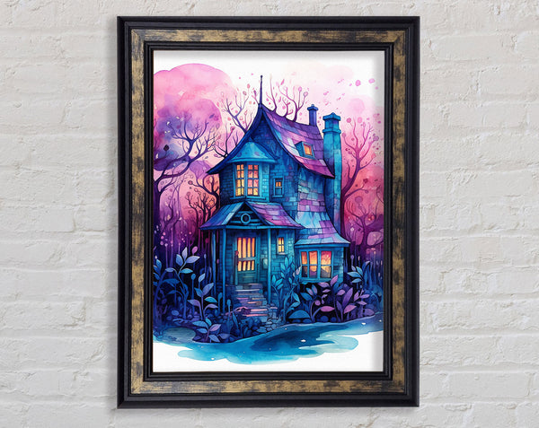 Haunted House Purple Framed Print