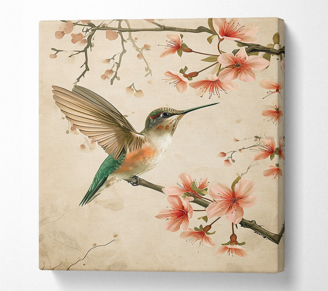  A Canvas Print of Pink Hummingbird Bloom Canvas Wall Art