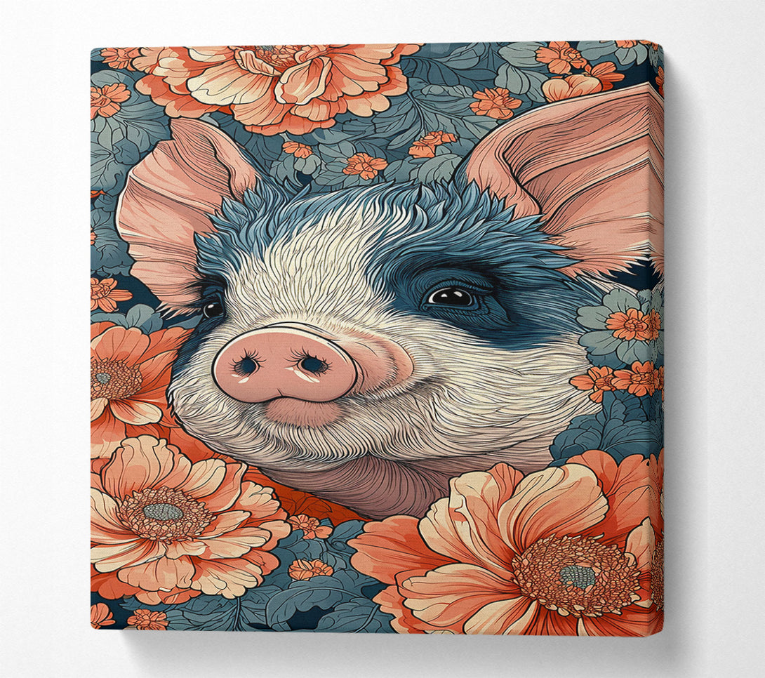  A Canvas Print of Peachy Piglet Bloom Canvas Print