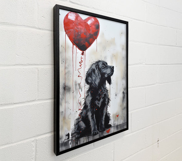 Heart Balloon Black Dog