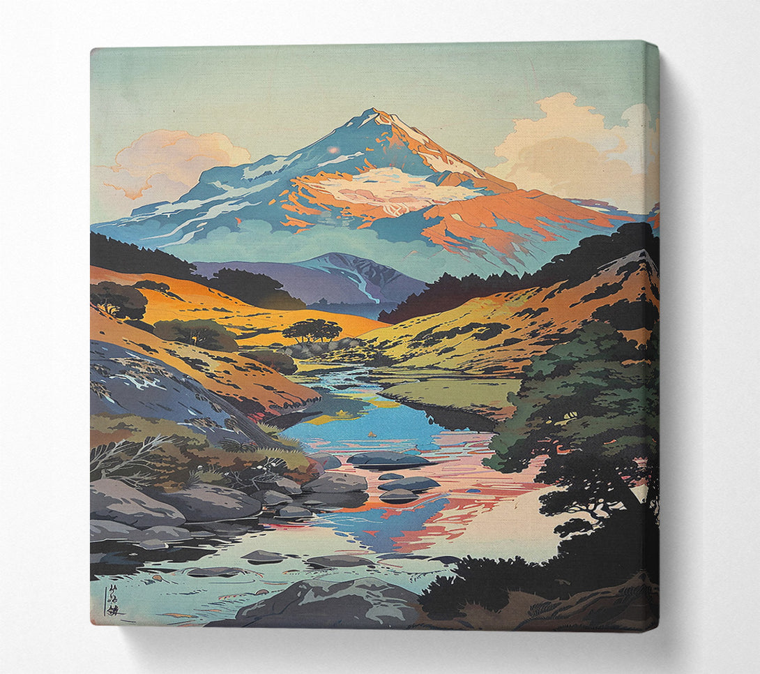  A Canvas Print of Pink Mountain Stream Canvas Wall Art
