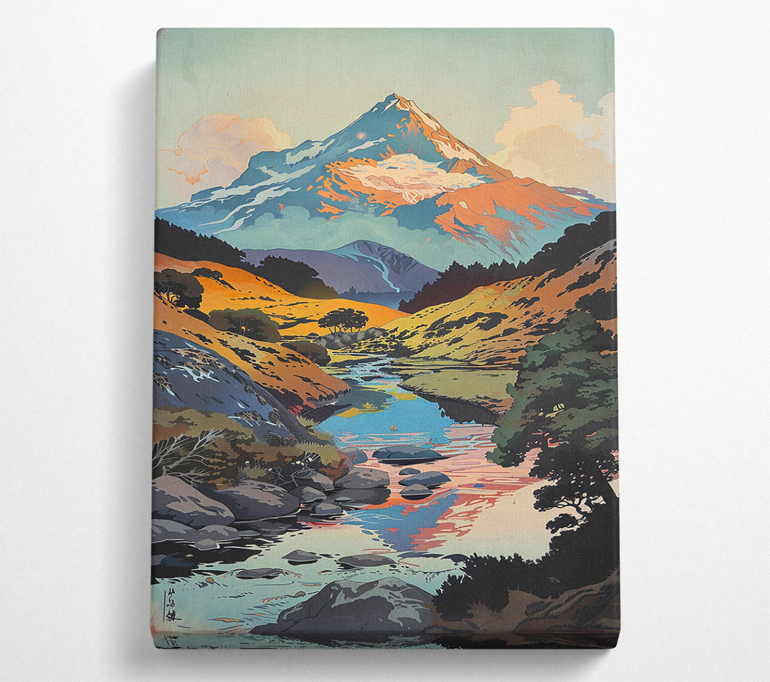  A Canvas Print of Pink Mountain Stream Canvas Wall Art