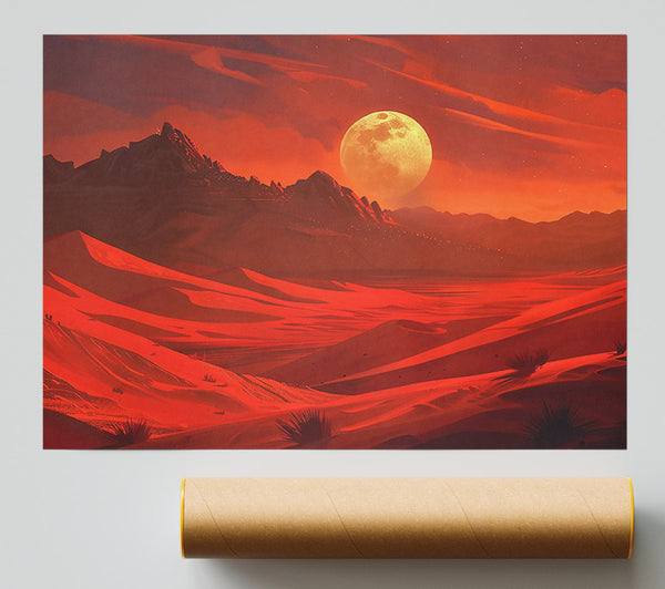 Crimson Desert Moon Print