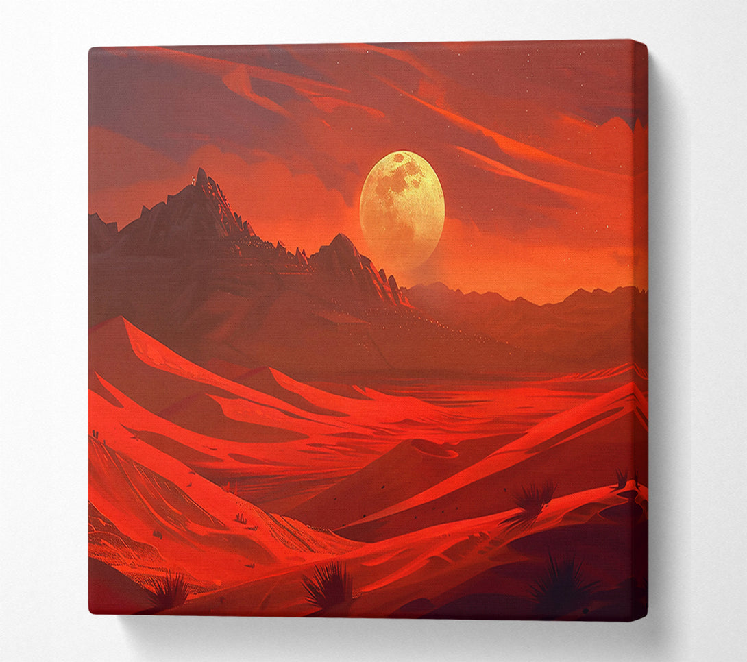  A Canvas Print of Crimson Desert Moon Canvas Print
