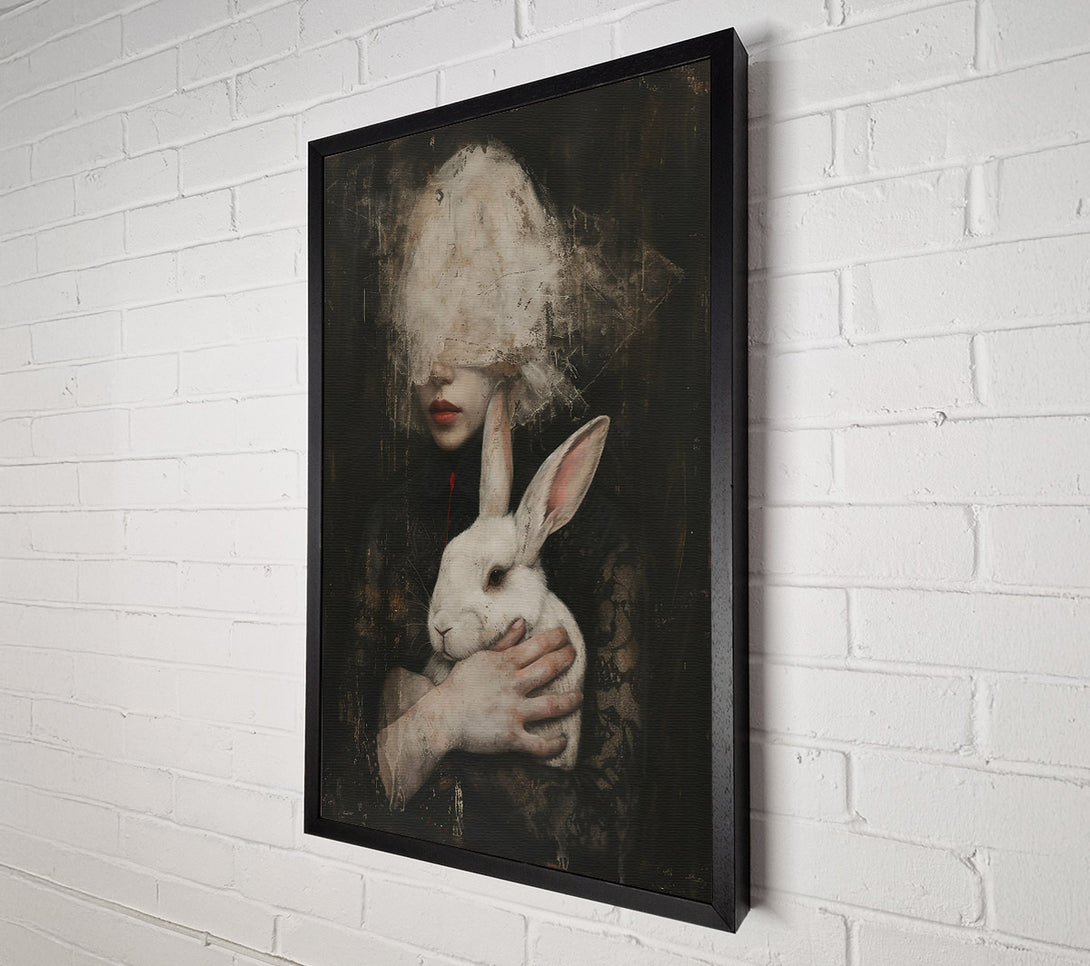  A Canvas Print of Red Lips, White Rabbit Canvas Print