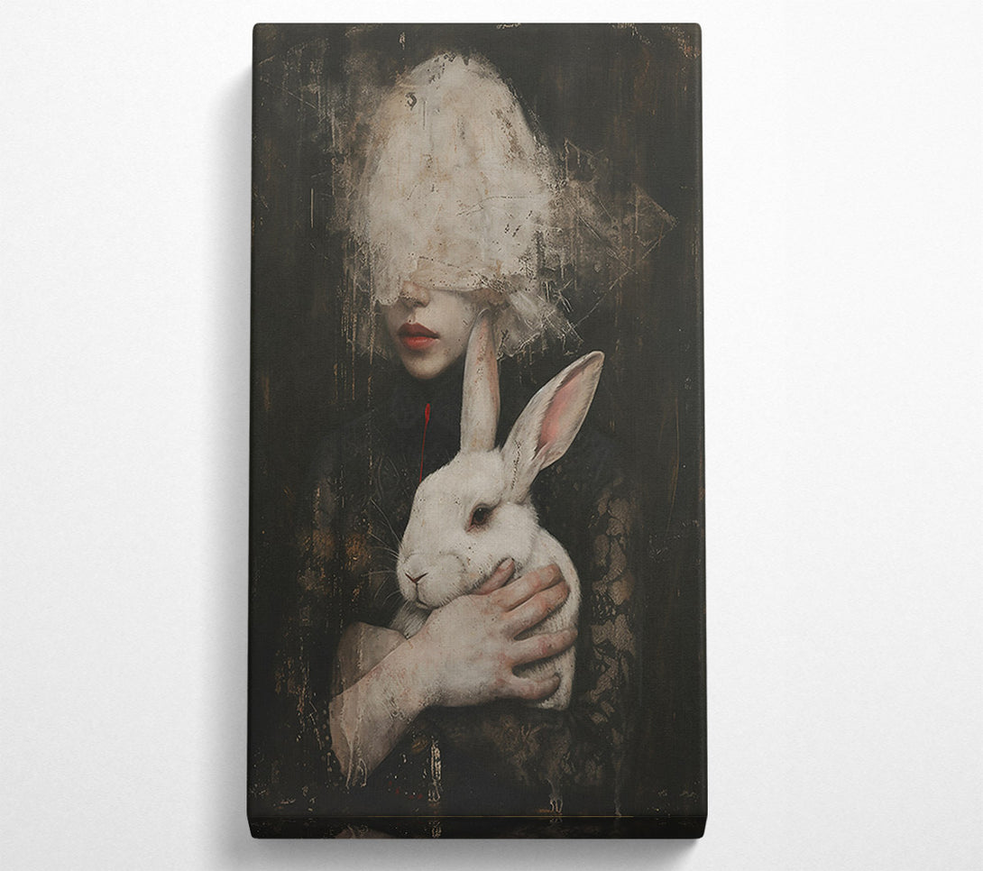  A Canvas Print of Red Lips, White Rabbit Canvas Print