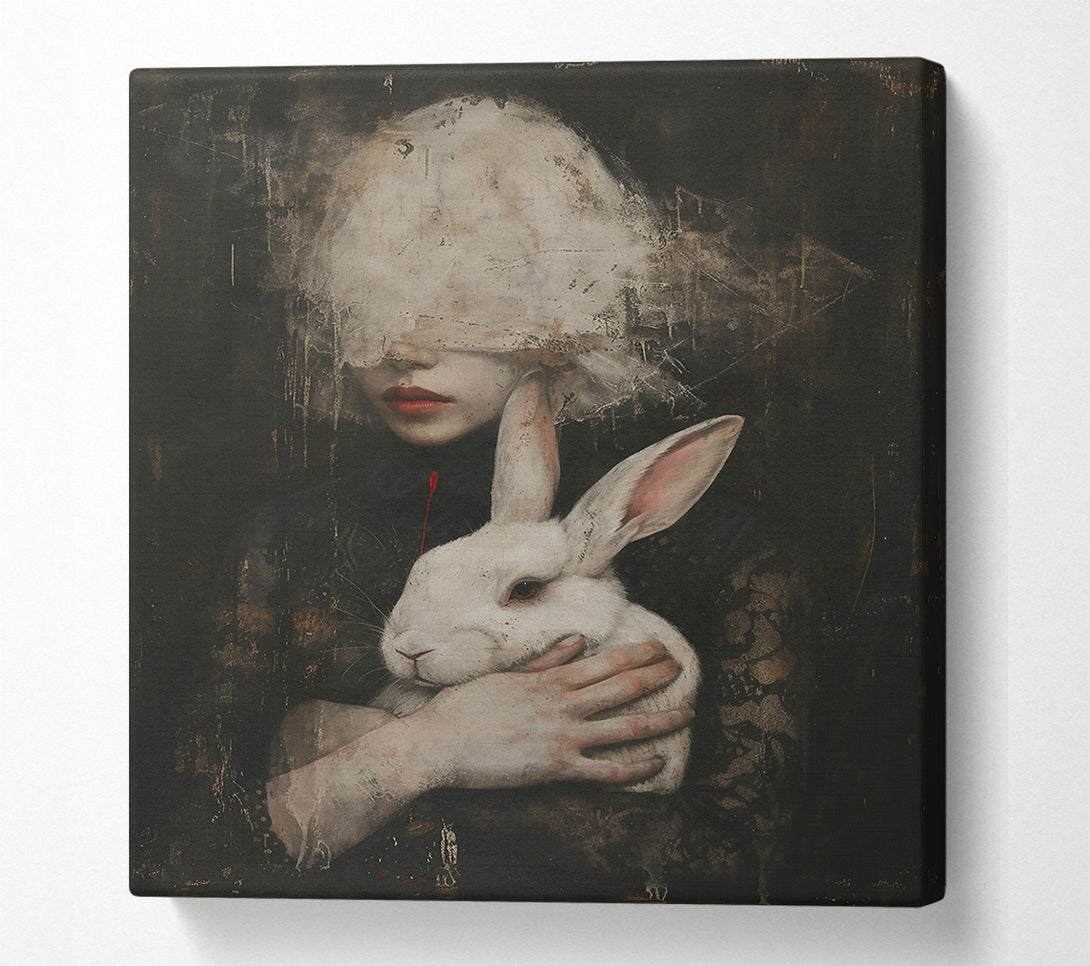  A Canvas Print of Red Lips, White Rabbit Canvas Print