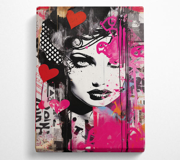  A Canvas Print of Heart Girl Punk Canvas Art