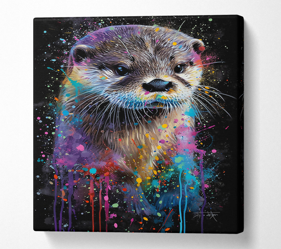  A Canvas Print of Blue Otter Splash Canvas Wall Art
