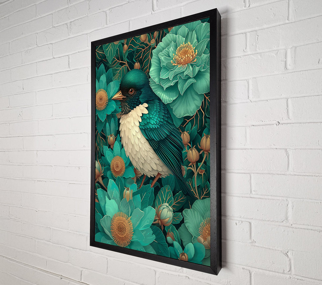  A Canvas Print of Emerald Bird'S Embrace Canvas Wall Art