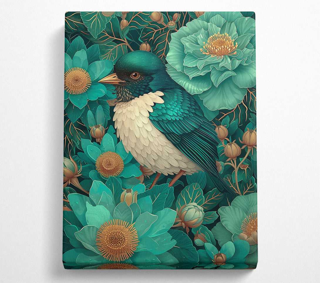  A Canvas Print of Emerald Bird'S Embrace Canvas Wall Art