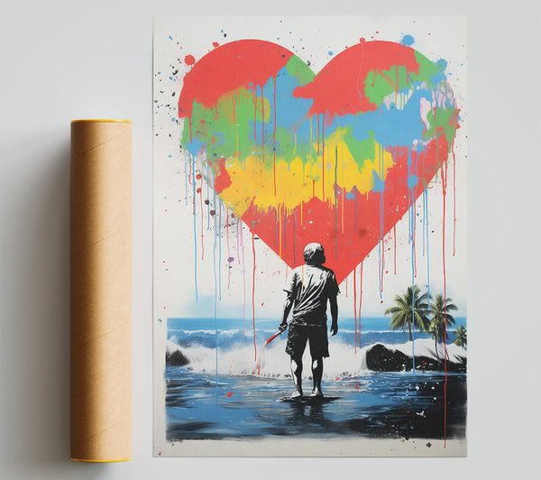 Heart Graffiti Paradise Giclee Print