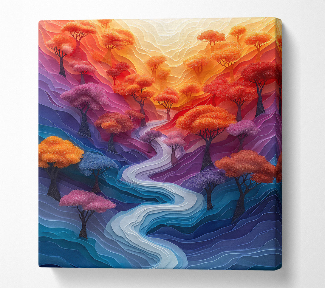  A Canvas Print of Blue Papercut Valley Canvas Art