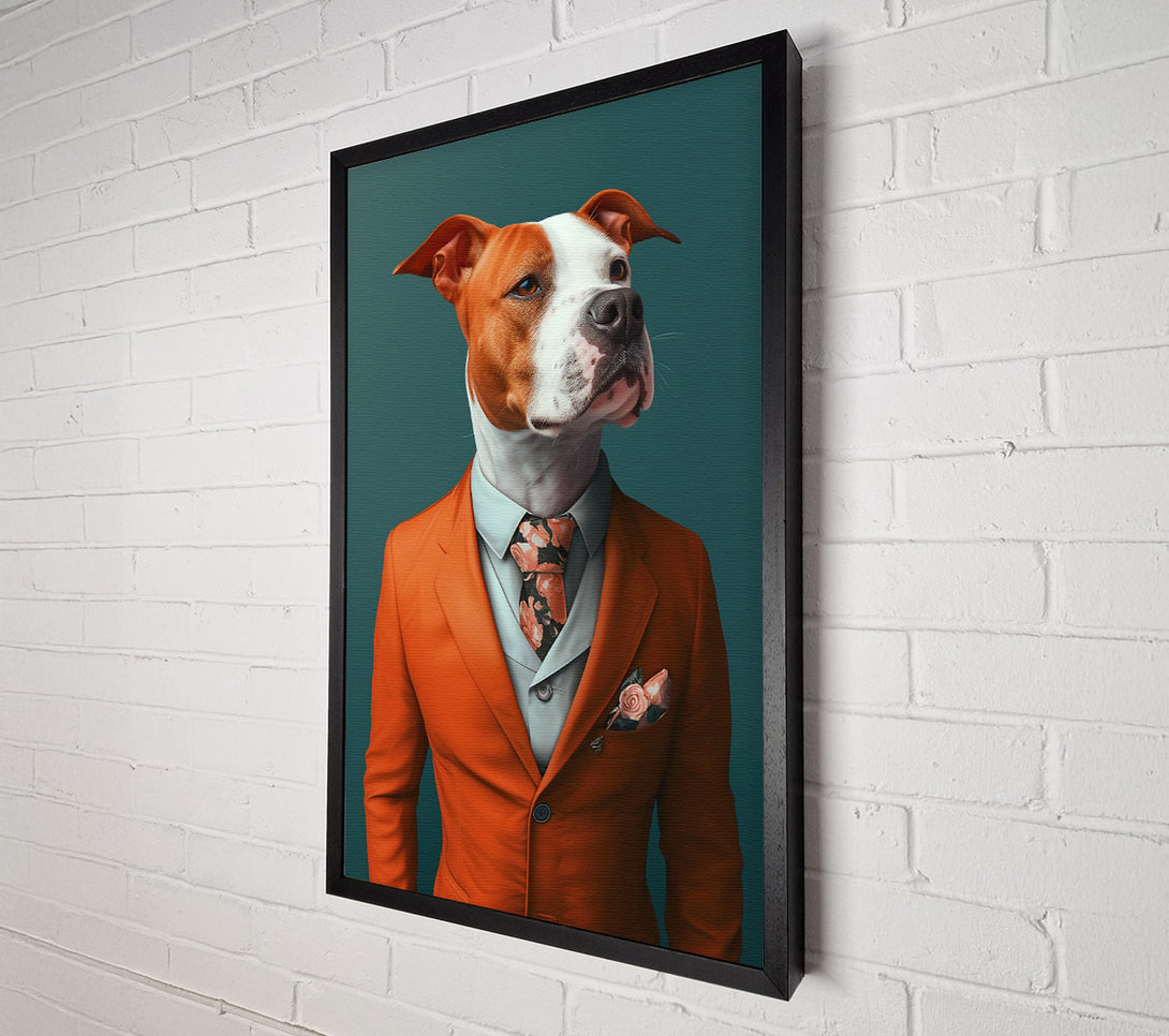  A Canvas Print of Orange Suit Pup Canvas Wall Art