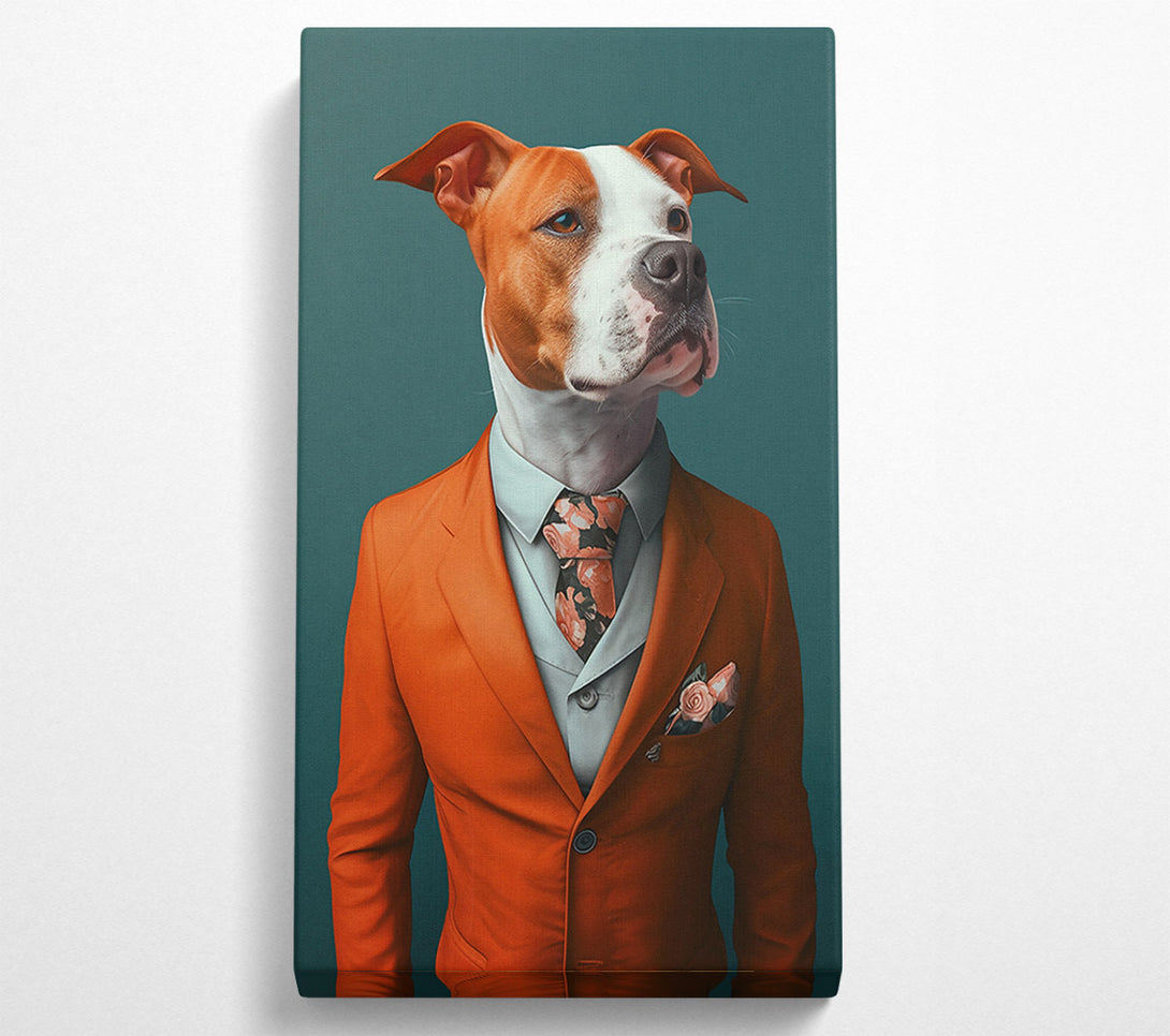  A Canvas Print of Orange Suit Pup Canvas Wall Art