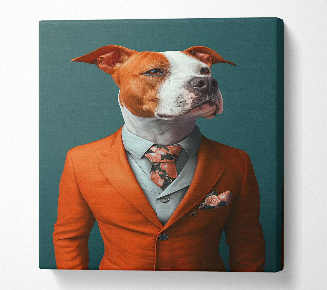  A Canvas Print of Orange Suit Pup Canvas Wall Art