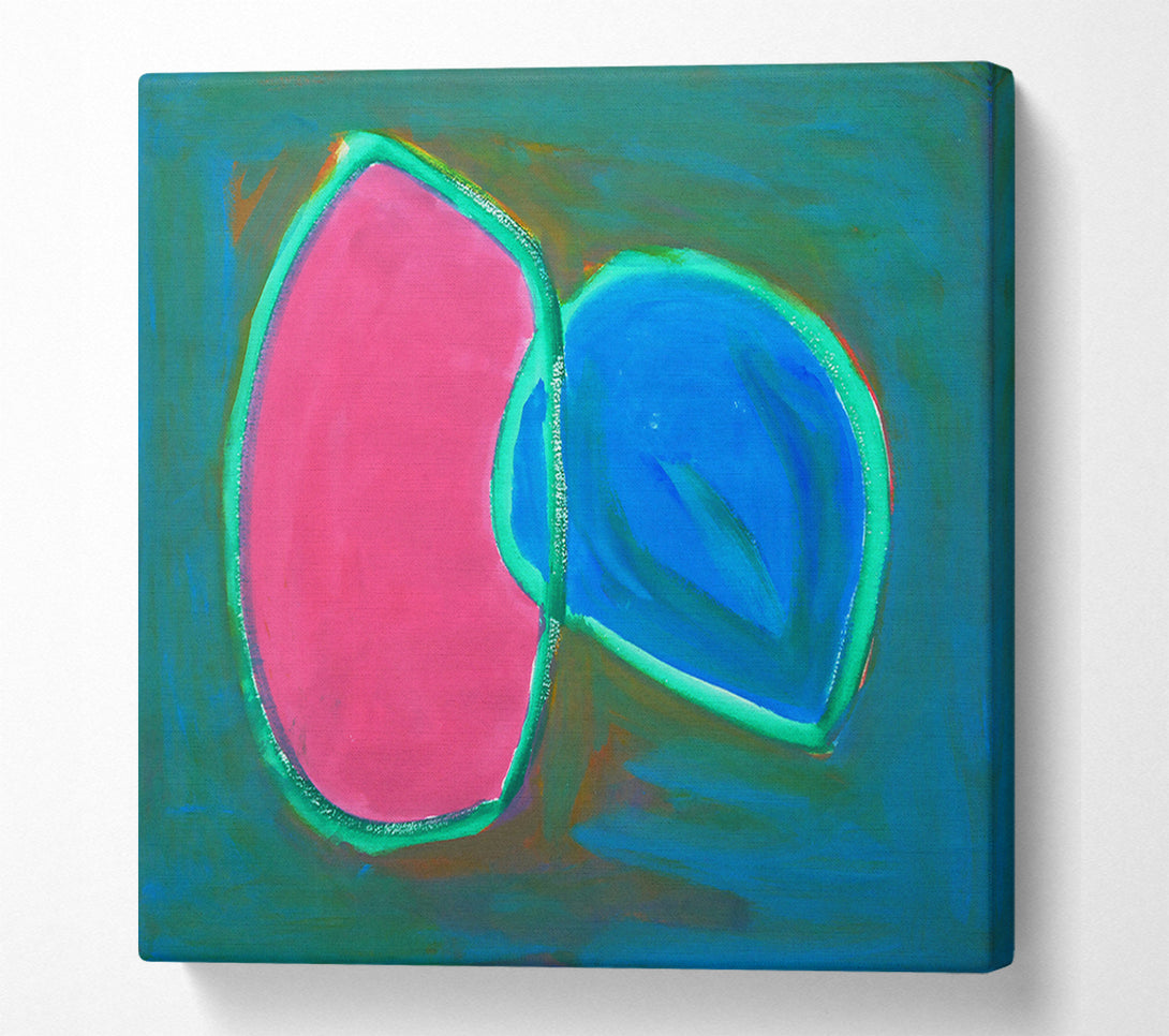 A Canvas Print of Green And Pink Shapes Canvas Art