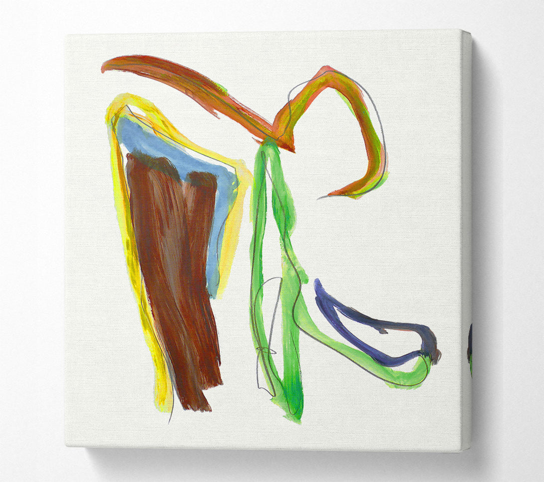  A Canvas Print of Brown Green Abstract Canvas Wall Art