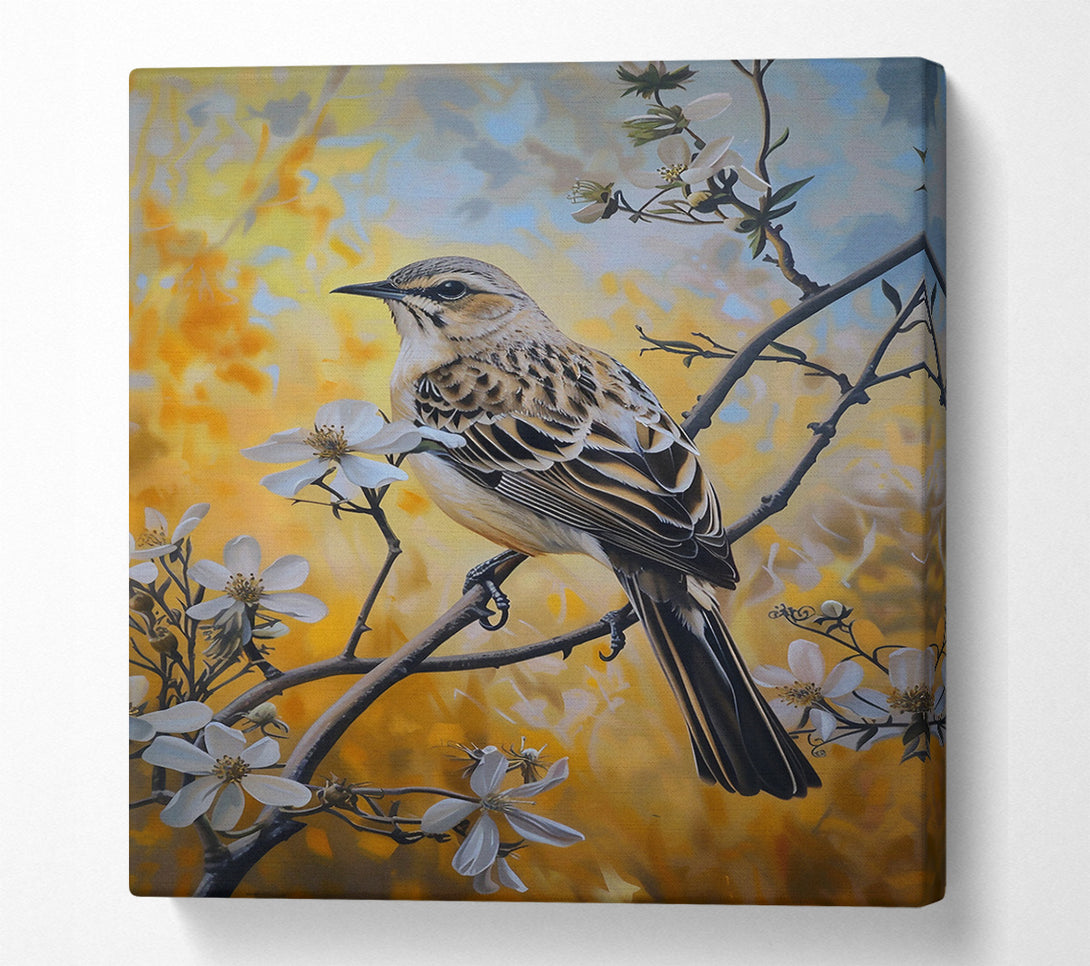  A Canvas Print of Golden Bird In Bloom Canvas Print