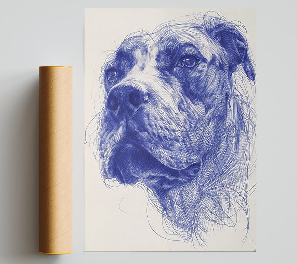 Azure Canine Portrait Print