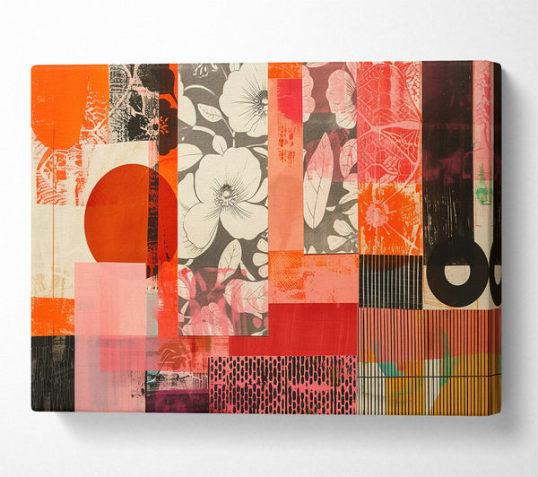  A Canvas Print of Orange Floral Collage Canvas Wall Art