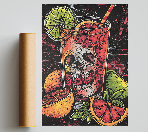 Red Skull Citrus Drink Print