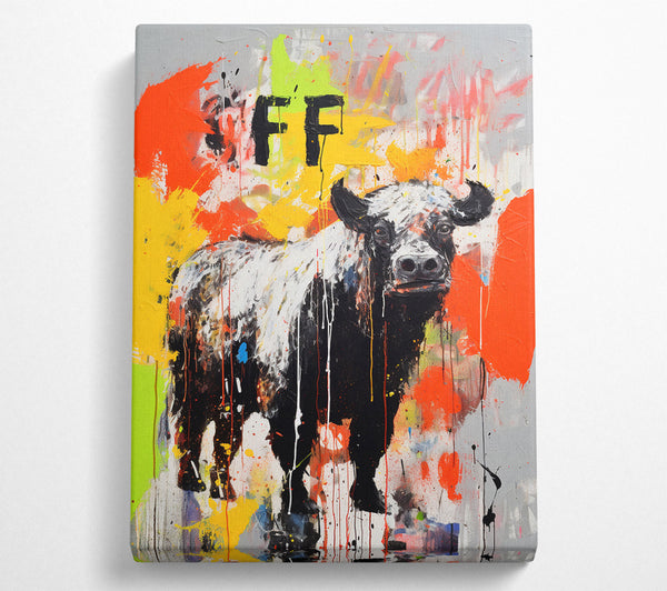 A Canvas Print of Highland Cow Graffiti Canvas Art