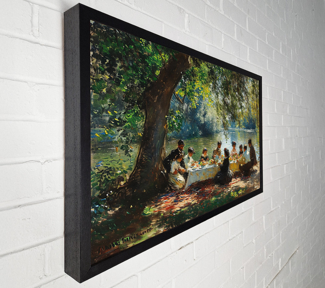  A Canvas Print of Green Picnic By The Lake Canvas Art