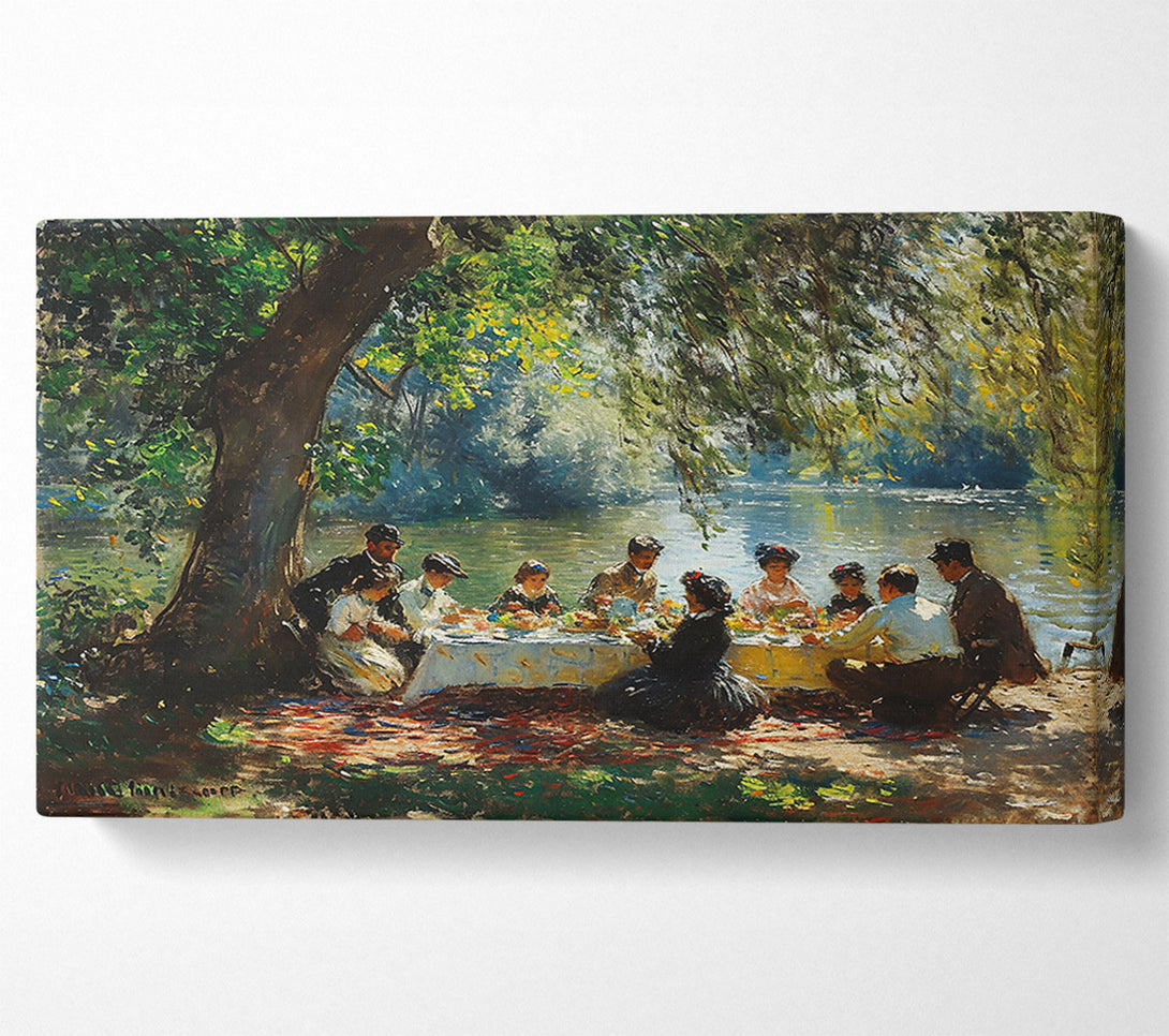  A Canvas Print of Green Picnic By The Lake Canvas Art