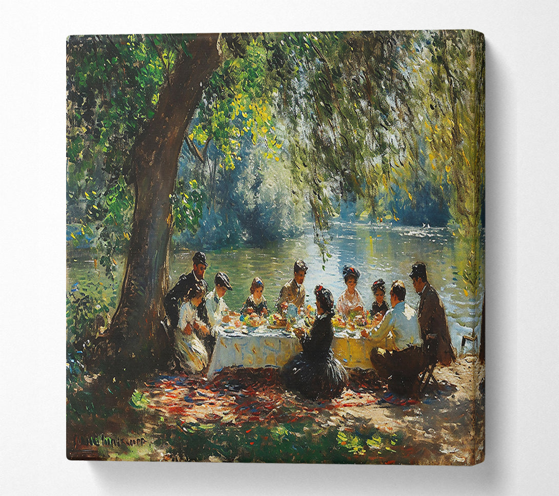  A Canvas Print of Green Picnic By The Lake Canvas Art