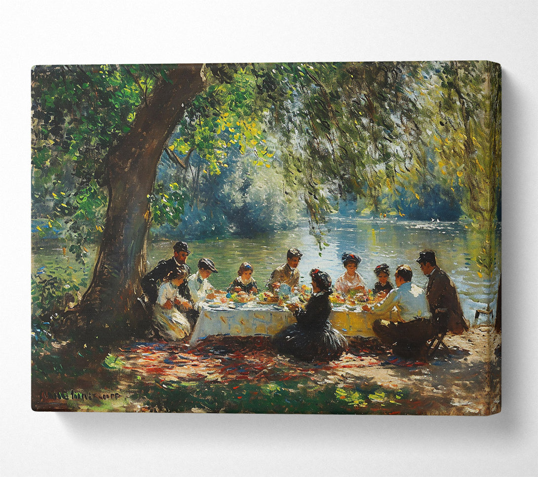  A Canvas Print of Green Picnic By The Lake Canvas Art