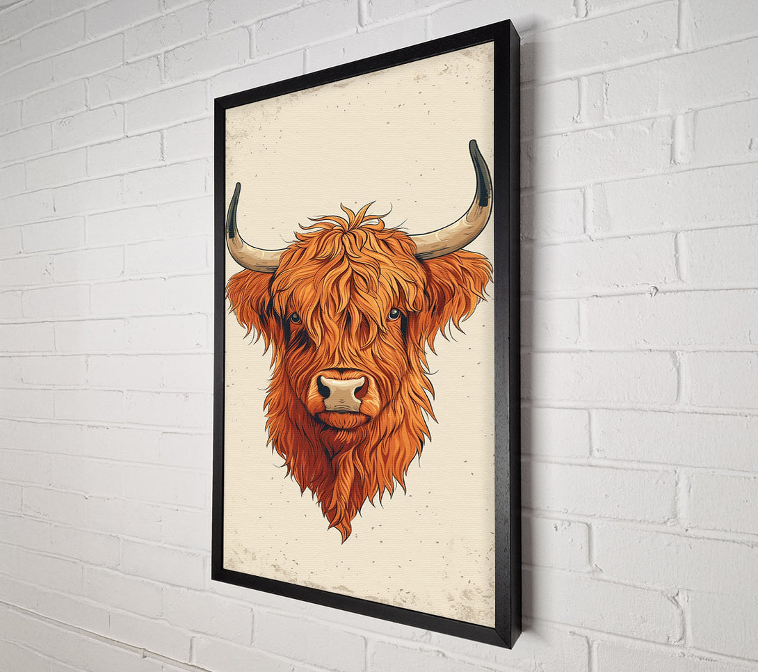  A Canvas Print of Highland Cow Sketch Canvas Wall Art