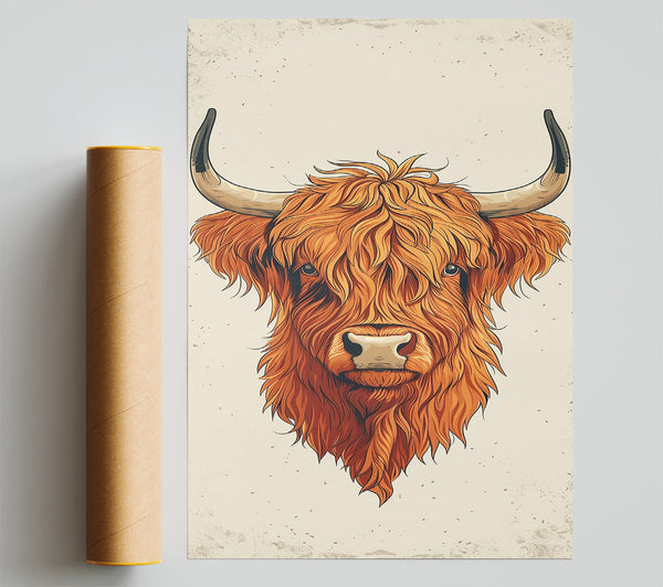 Highland Cow Sketch Giclee Print