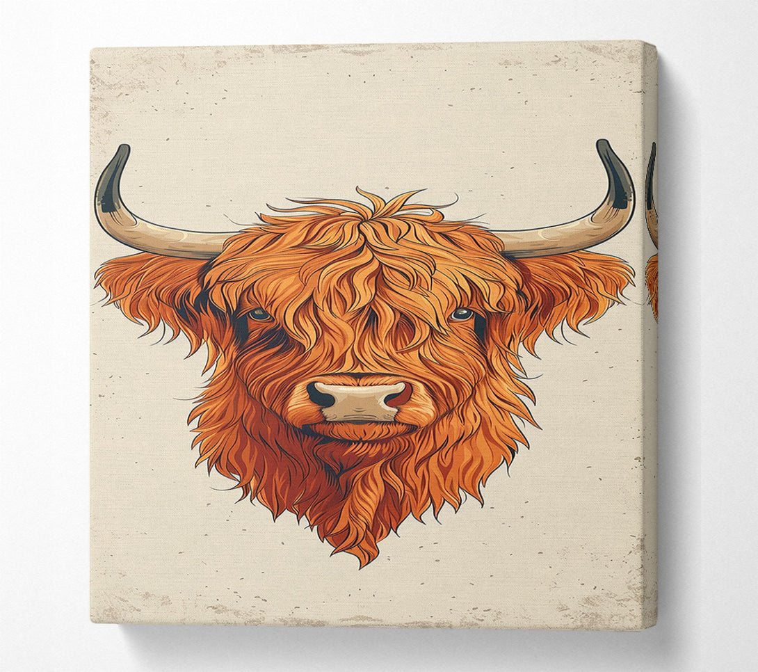  A Canvas Print of Highland Cow Sketch Canvas Wall Art