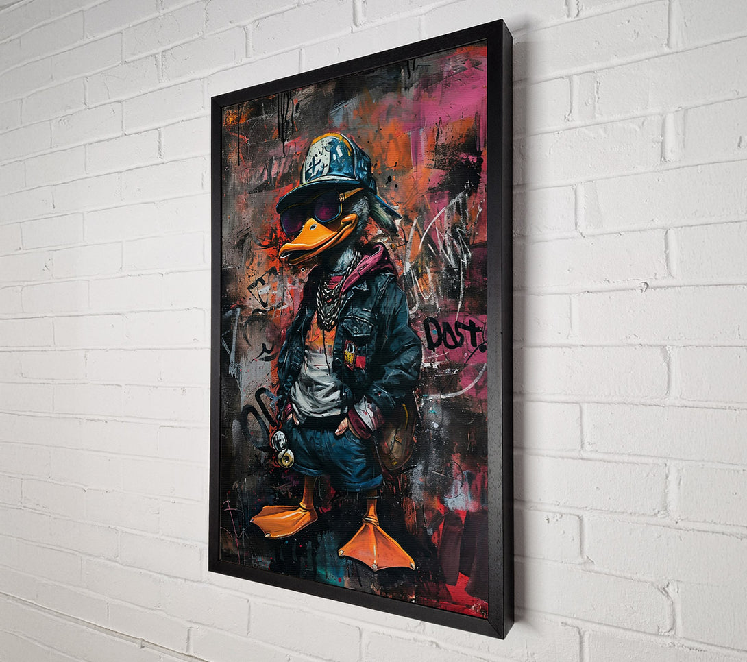  A Canvas Print of Orange Duck & Graffiti Canvas Print
