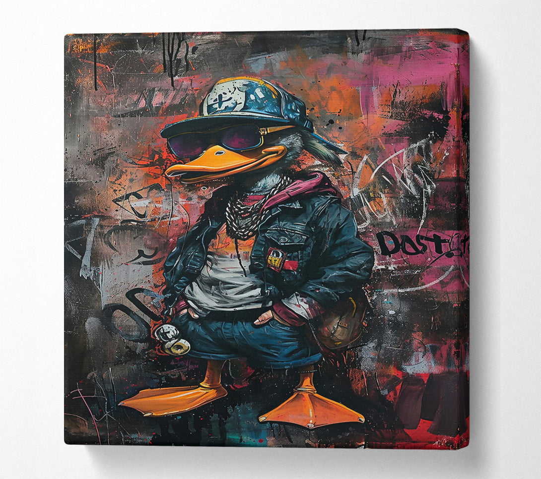  A Canvas Print of Orange Duck & Graffiti Canvas Print