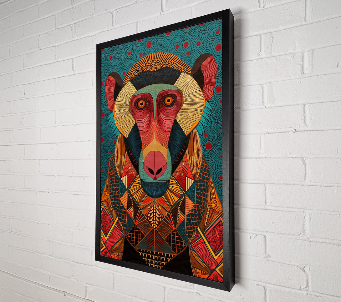  A Canvas Print of Red Geometric Baboon Canvas Art