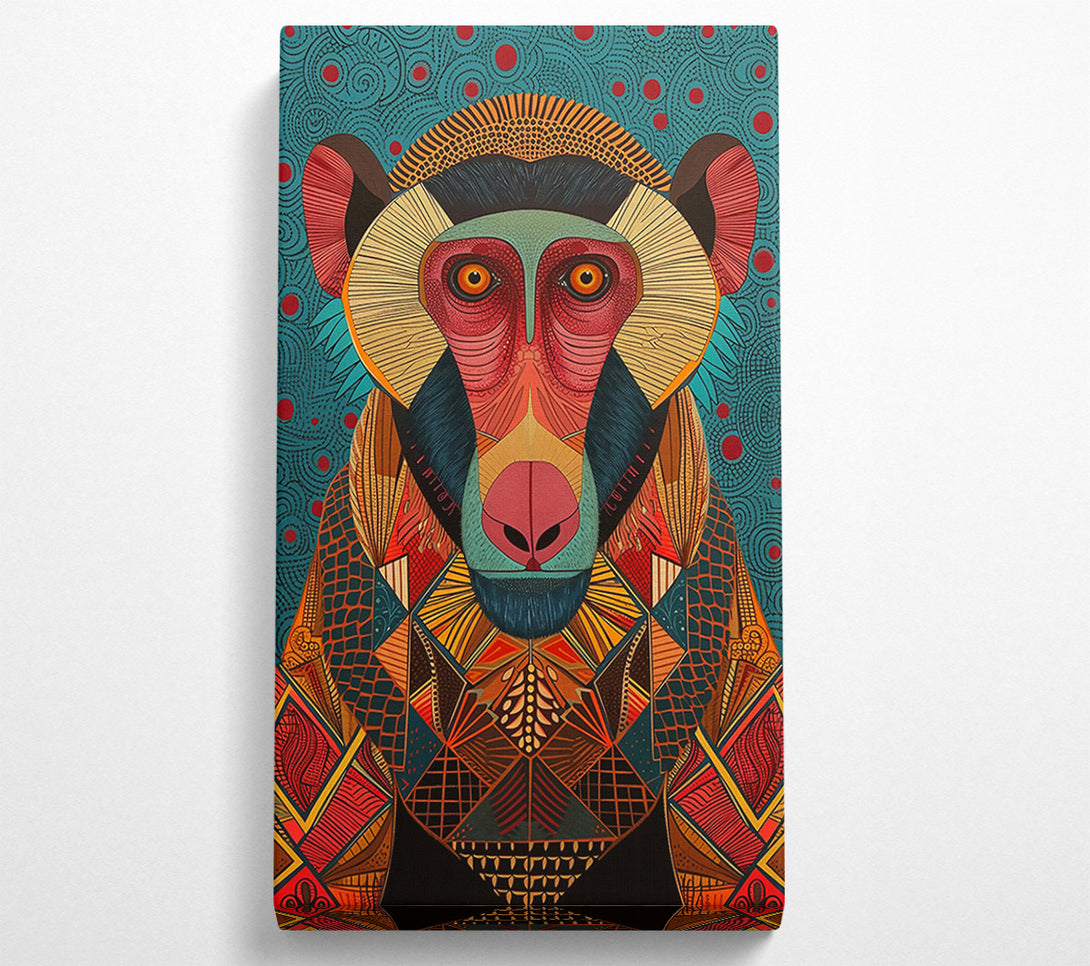  A Canvas Print of Red Geometric Baboon Canvas Art
