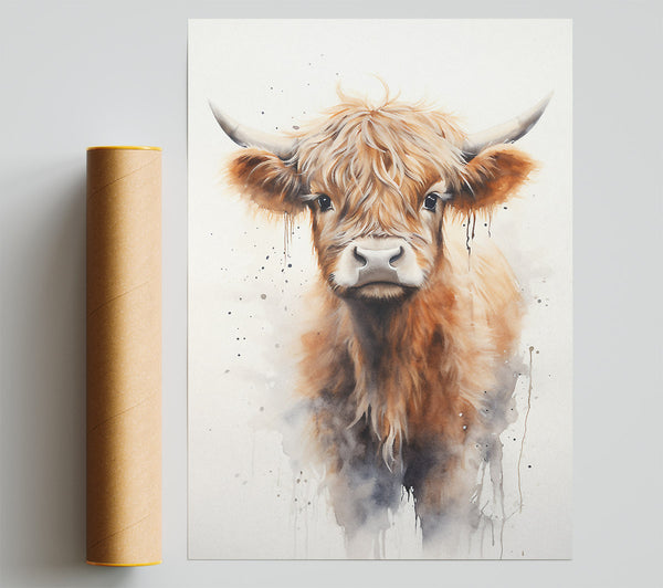 Highland Cow Watercolour Print