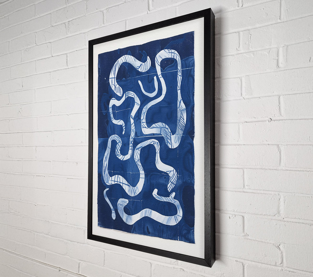  A Canvas Print of Indigo Maze Lines Canvas Art