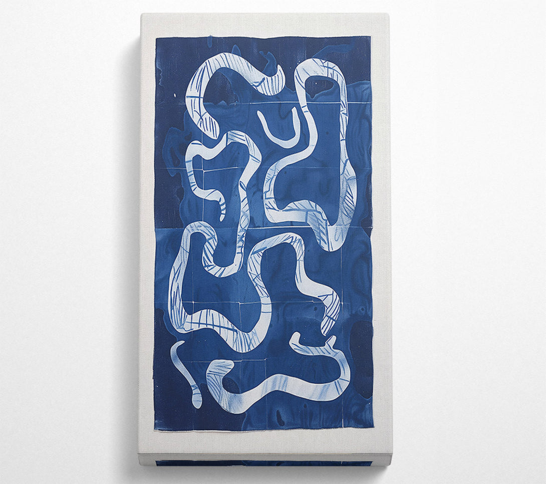  A Canvas Print of Indigo Maze Lines Canvas Art